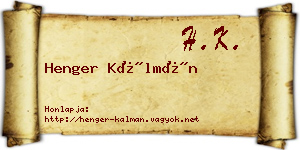 Henger Kálmán névjegykártya